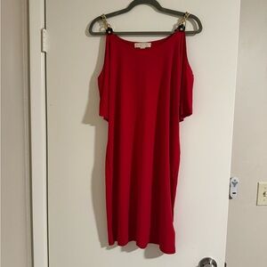 Michael Kits Red Chili Cold Shoulder Dress Size L Pre Owned